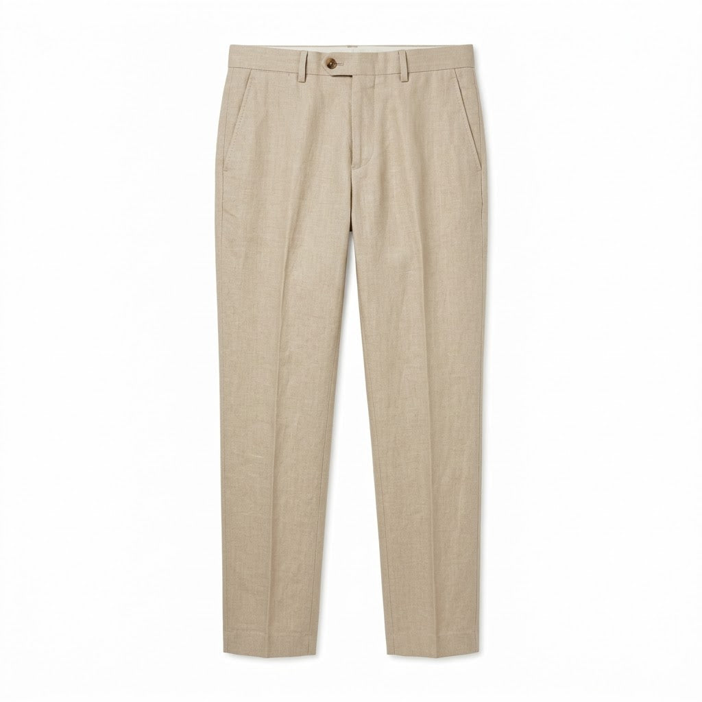 Men's Tailored Linen-Blend Trousers – Sand